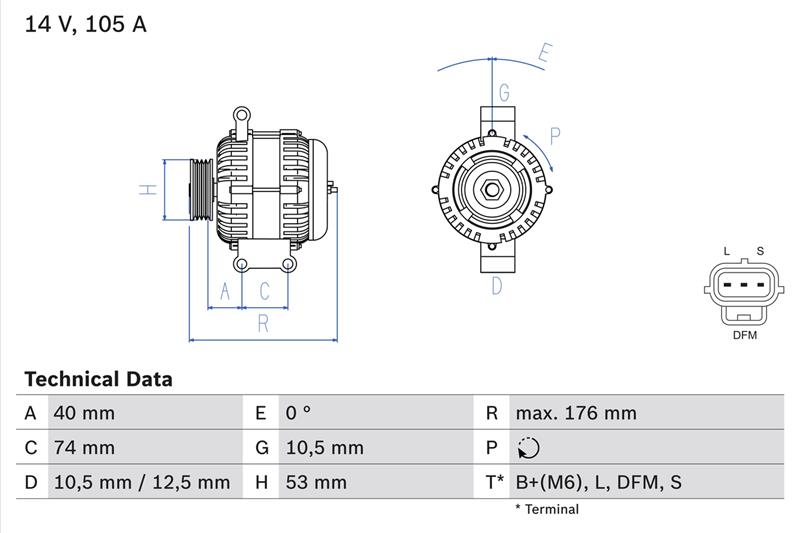 ΔΥΝΑΜΟ ΤΡΙΦΑΣΙΚΟΥ ΡΕΥΜΑΤΟΣ 14V 105A FORD (090)